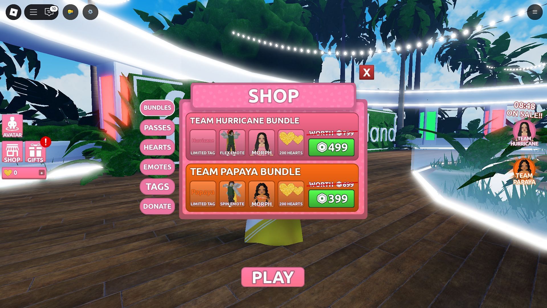 In-game shop (Image via Roblox)